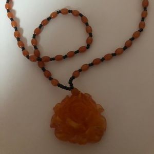 Women’s Authentic Amber Rose Bead Necklace